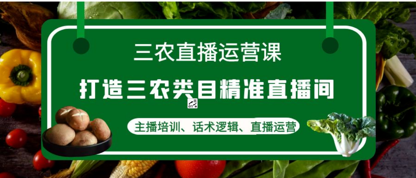 三农直播运营课：打造三农类目精准直播间，主播培训、话术逻辑、直播运营