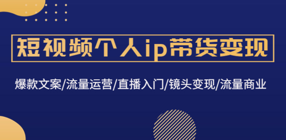 短视频个人ip带货变现：爆款文案/流量运营/直播入门/镜头变现/流量商业